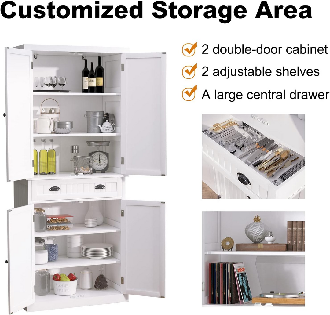 30" Width Freestanding Pantry Storage Cabinet with Drawer for Kitchen