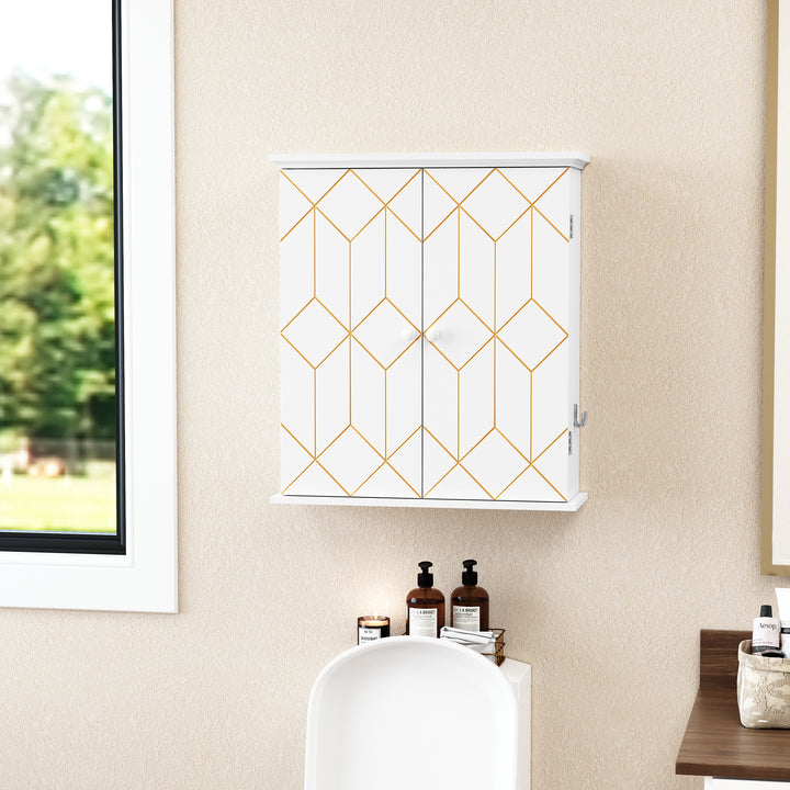 HLR® Gold Trim Wall-Mounted Bathroom Cabinet with Adjustable Shelves Space-Saving Storage for Bathroom
