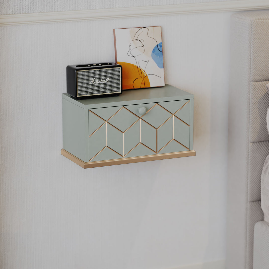 HLR® Small Floating Nightstand Wall Mounted – Removable Door, Easy to Install & Space-Saving for Small Bedrooms, Bathrooms