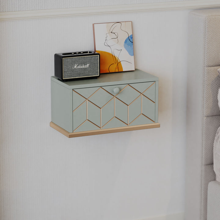 HLR® Small Floating Nightstand Wall Mounted – Removable Door, Easy to Install & Space-Saving for Small Bedrooms, Bathrooms