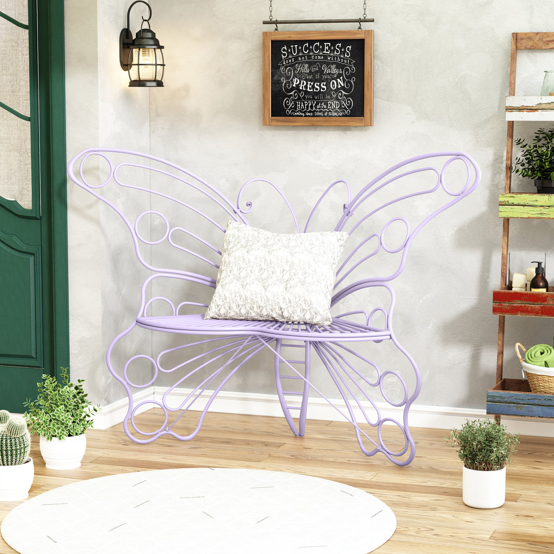 50" Butterfly-Design Cast Iron Outdoor Bench – Heavy-Duty Weatherproof Patio Seat with Rust-Resistant Finish (Garden & Yard)