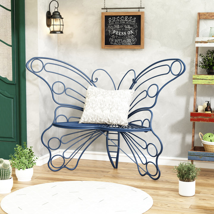 50" Butterfly-Design Cast Iron Outdoor Bench – Heavy-Duty Weatherproof Patio Seat with Rust-Resistant Finish (Garden & Yard)