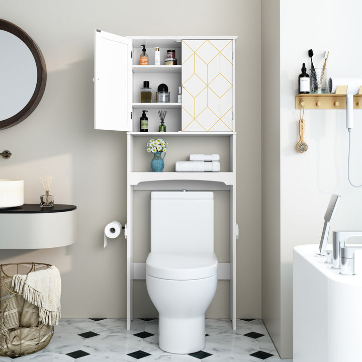 HLR® Space-Saving Over-The-Toilet Storage Cabinet with Doors & Adjustable Shelves – Fits Most Standard Toilets for Bathroom Organization