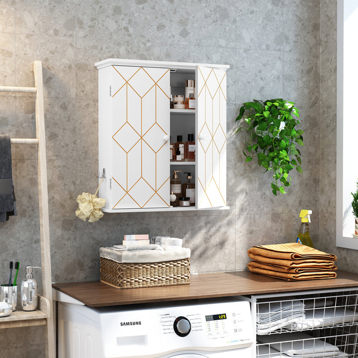 HLR® Gold Trim Wall-Mounted Bathroom Cabinet with Adjustable Shelves Space-Saving Storage for Bathroom