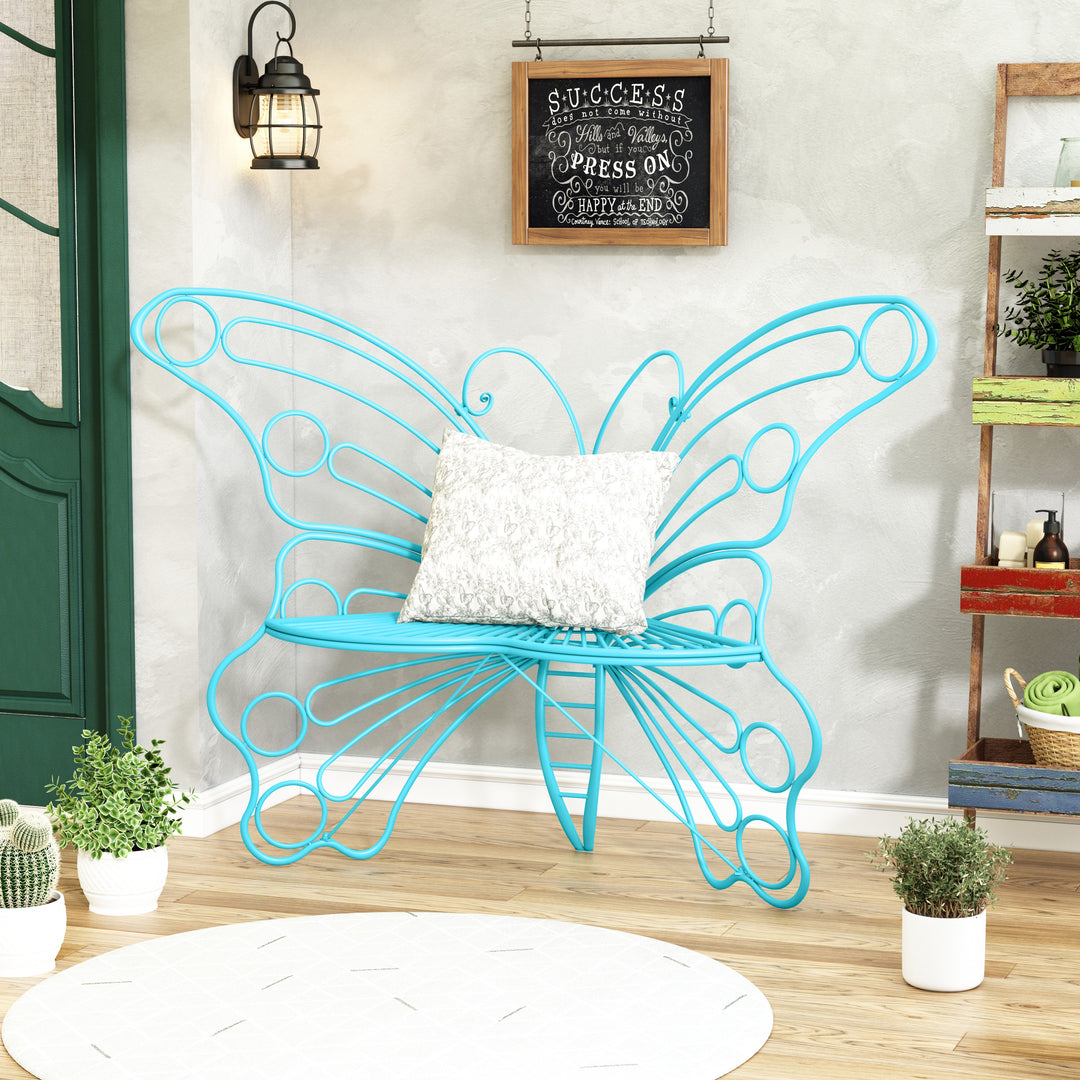 50" Butterfly-Design Cast Iron Outdoor Bench – Heavy-Duty Weatherproof Patio Seat with Rust-Resistant Finish (Garden & Yard)