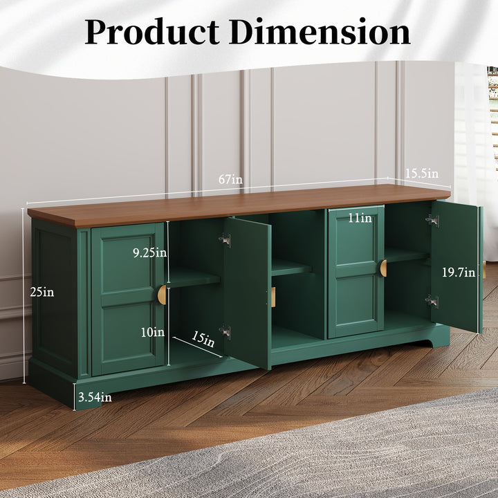 HLR® 67'' Modern Farmhouse TV Stand with Wood Entertainment Center for 75'' TVs Storage and Cable Management for Living Room