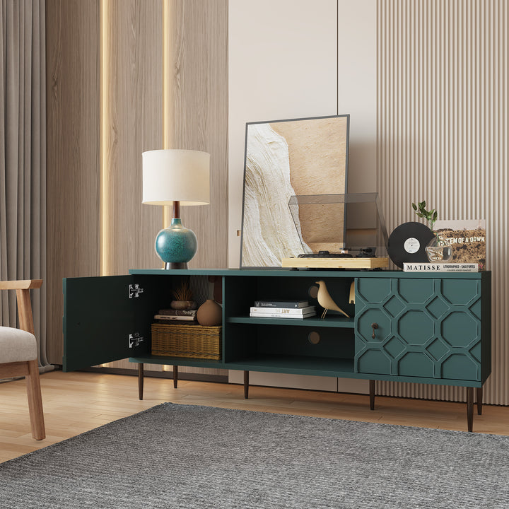 HLR® Mid-Century Modern Brown Nightstand – Single 2-Drawer Solid Wood End Table with Antique Brass Handles – for Bedroom & Living Room