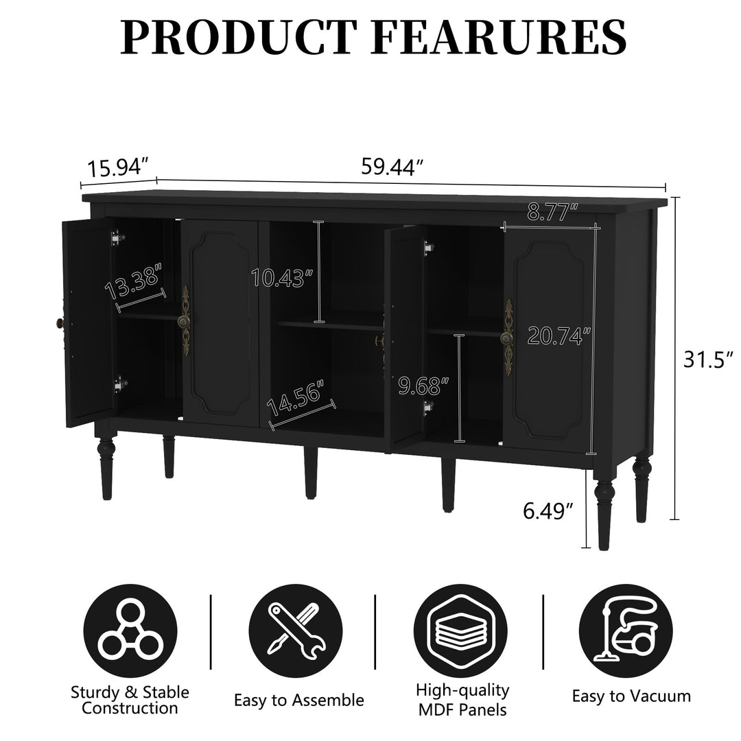 HLR® 67'' Modern Farmhouse TV Stand with Wood Center for 75'' TVs Storage and Cable Management for Living Room