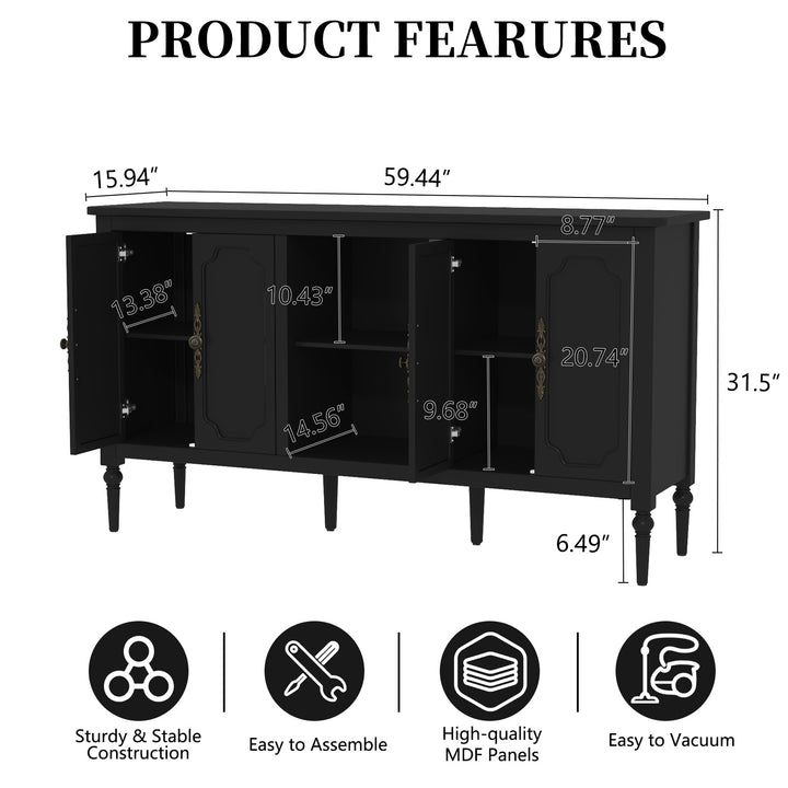 HLR® 67'' Modern Farmhouse TV Stand with Wood Center for 75'' TVs Storage and Cable Management for Living Room