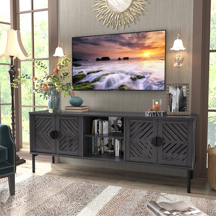 HLR® Modern Wood TV Stand with 2-Tier Shelves & Storage – Stylish Centerpiece for Living Room