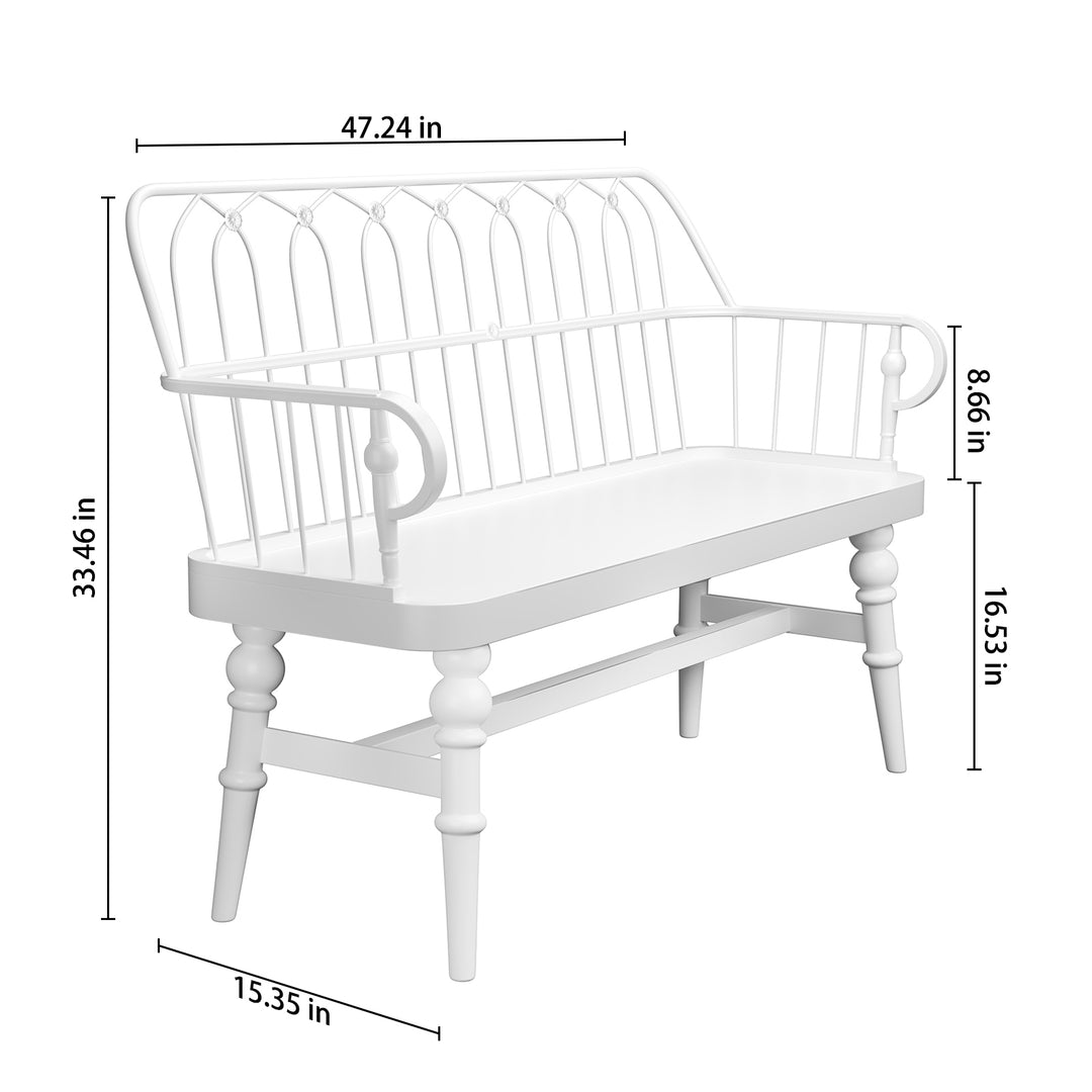 HLR® Mid-Century Modern Entryway Bench – Metal Frame with Solid Wood Legs | Industrial Hallway Seating with Retro Charm