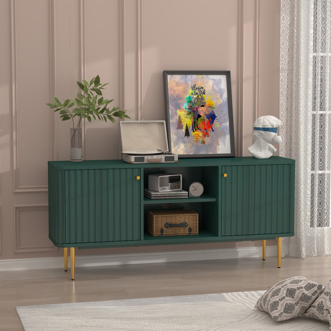 HLR® Mid Century Modern Fluted TV Stand with Stylish Storage for Living Room & Bedroom