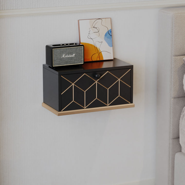 HLR® Small Floating Nightstand Wall Mounted – Removable Door, Easy to Install & Space-Saving for Small Bedrooms, Bathrooms