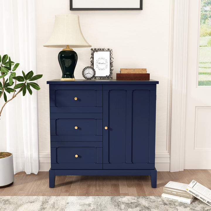 HLR® Wooden Accent Sideboard Cabinet – 3-Drawer Storage, Door & Shelves – Stylish Organization for Living Room & Entryway