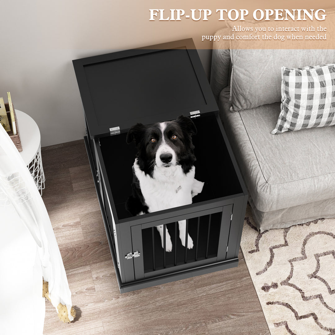 HLR® Furniture-Style Decorative Dog Crate for Small & Medium Dogs with Cushion Flip-top Plate and Chew-Proof Metal Bars