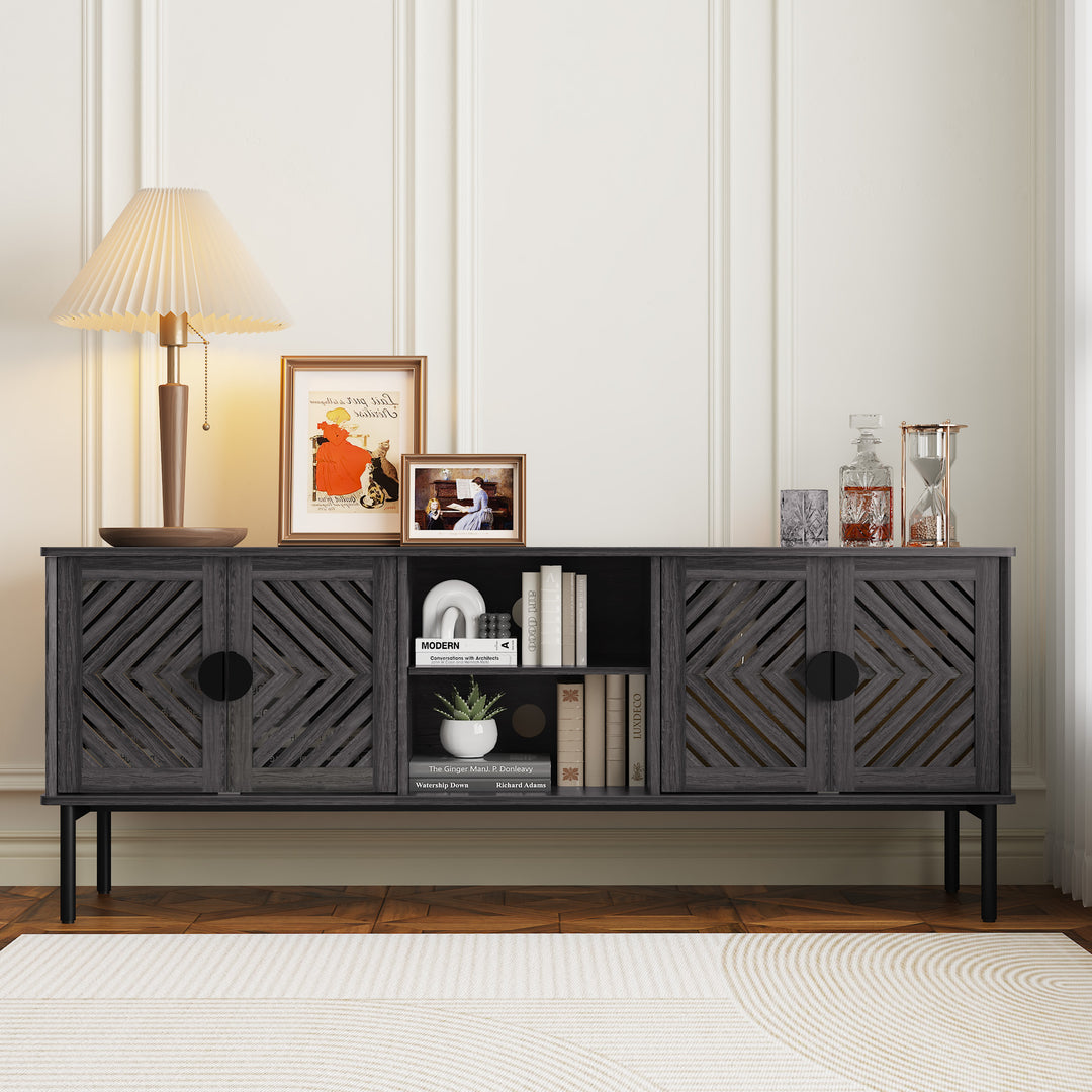 HLR® Modern Wood TV Stand with 2-Tier Shelves & Storage – Stylish Centerpiece for Living Room