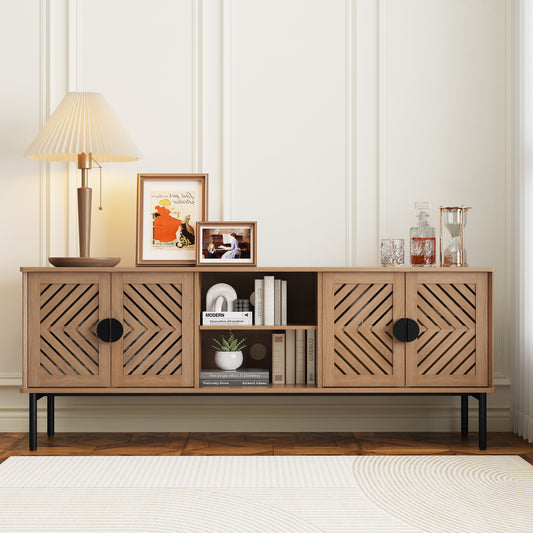 HLR® Modern Wood TV Stand with 2-Tier Shelves & Storage – Stylish Centerpiece for Living Room