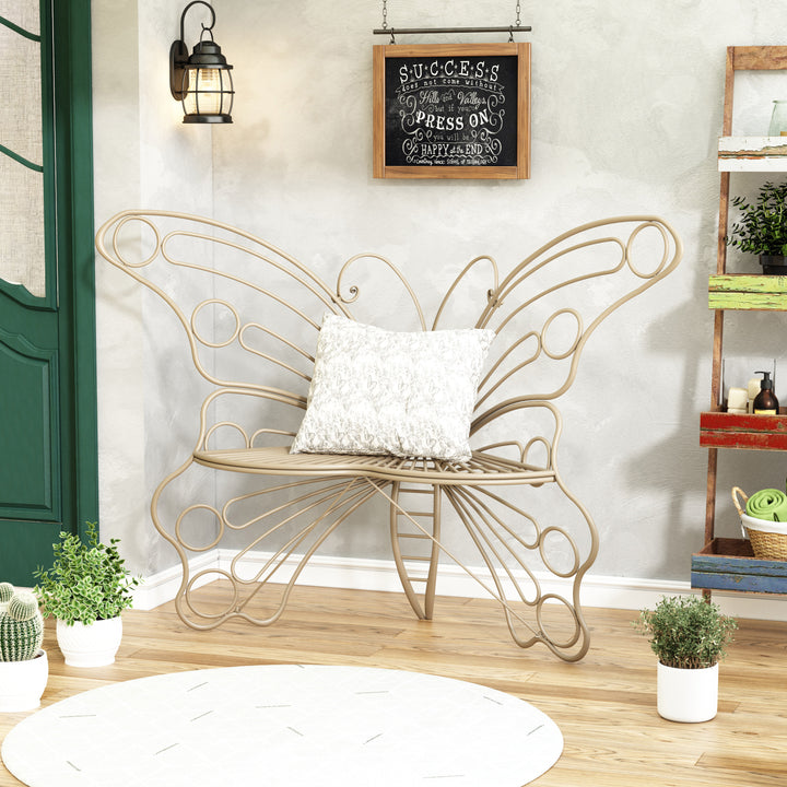 50" Butterfly-Design Cast Iron Outdoor Bench – Heavy-Duty Weatherproof Patio Seat with Rust-Resistant Finish (Garden & Yard)