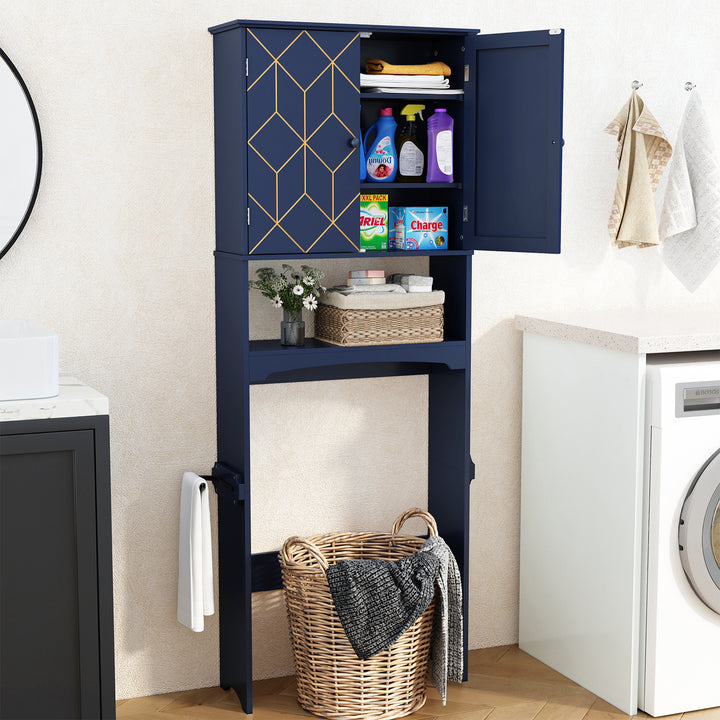 HLR® Space-Saving Over-The-Toilet Storage Cabinet with Doors & Adjustable Shelves – Fits Most Standard Toilets for Bathroom Organization