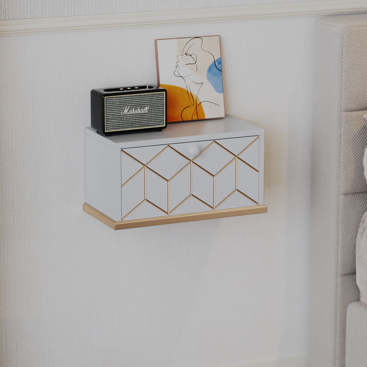 HLR® Small Floating Nightstand Wall Mounted – Removable Door, Easy to Install & Space-Saving for Small Bedrooms, Bathrooms