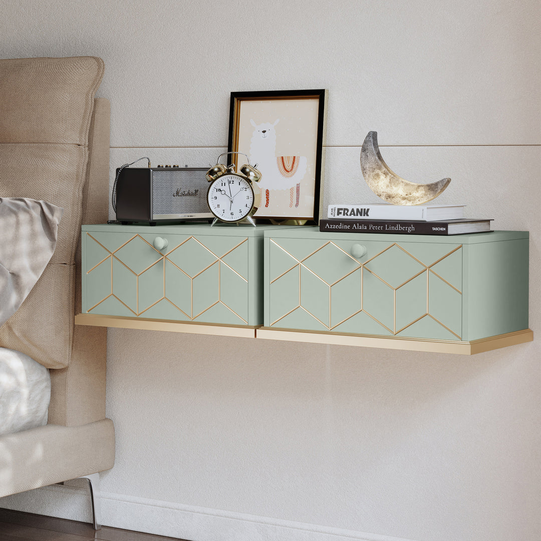 HLR® Small Floating Nightstand Wall Mounted – Removable Door, Easy to Install & Space-Saving for Small Bedrooms, Bathrooms
