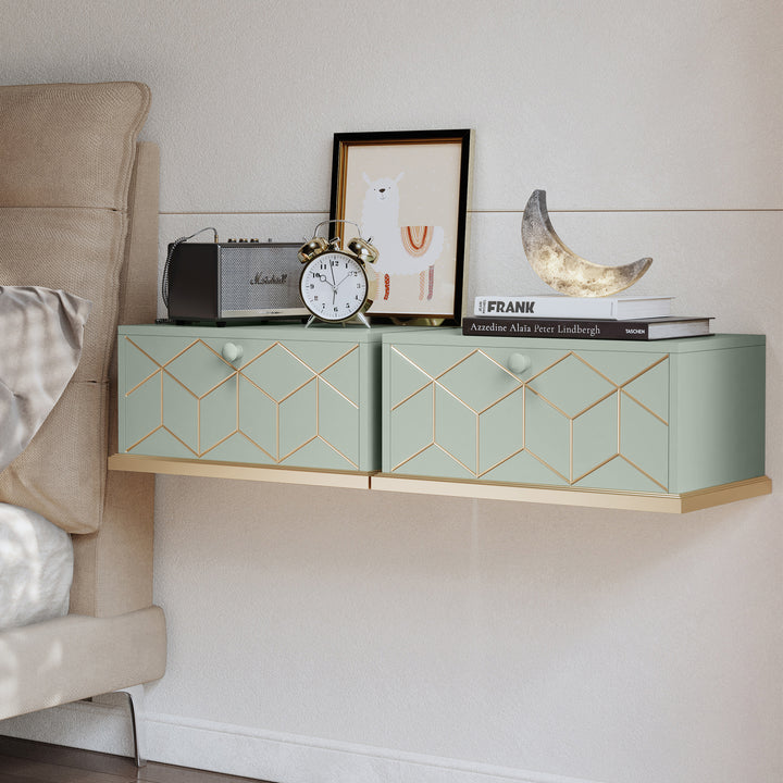 HLR® Small Floating Nightstand Wall Mounted – Removable Door, Easy to Install & Space-Saving for Small Bedrooms, Bathrooms
