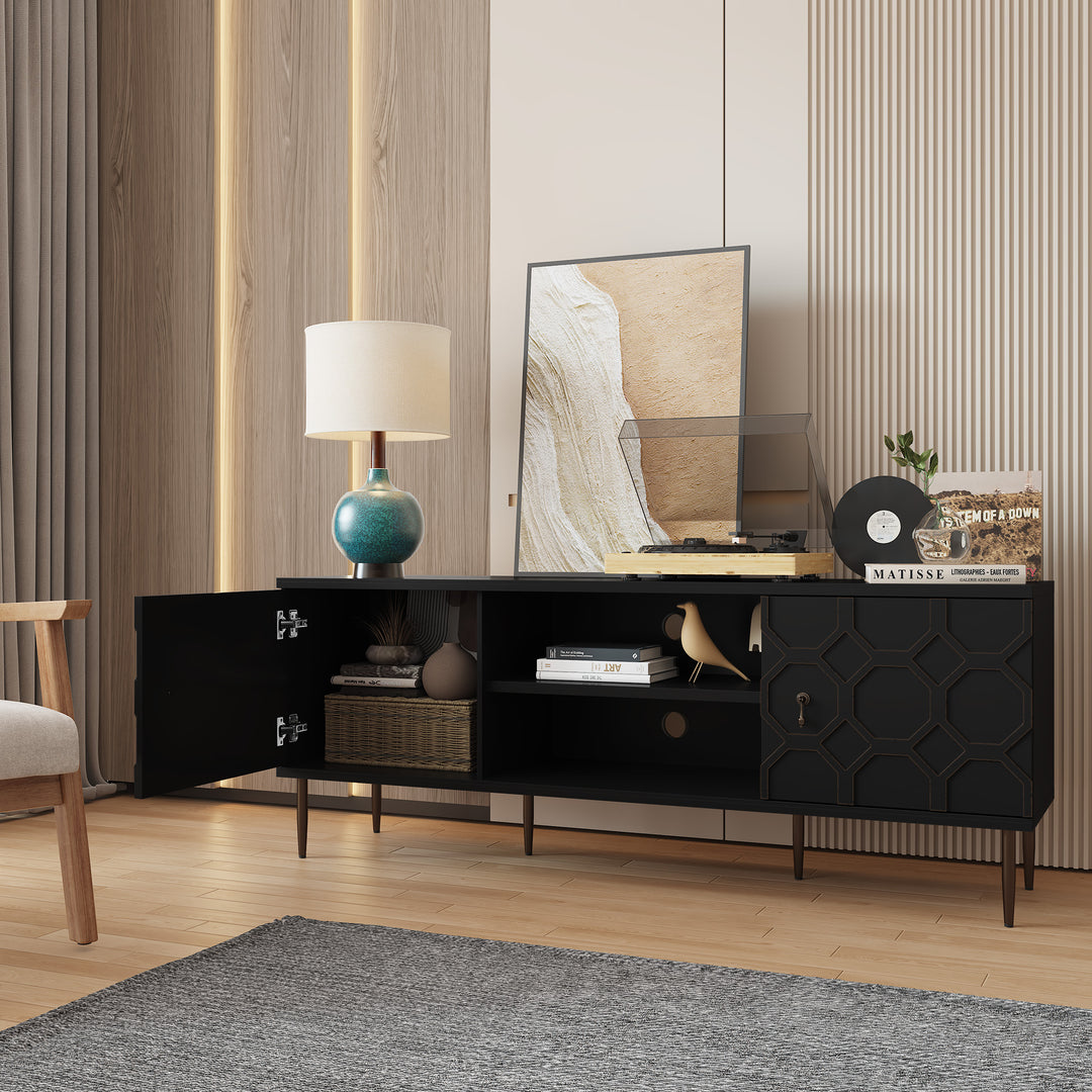 HLR® Mid-Century Modern Brown Nightstand – Single 2-Drawer Solid Wood End Table with Antique Brass Handles – for Bedroom & Living Room