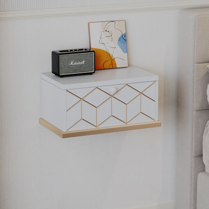 HLR® Large Floating Nightstand Wall Mounted with Removable Flip Door – Space-Saving Multi-Purpose Shelves, Green/Black/White