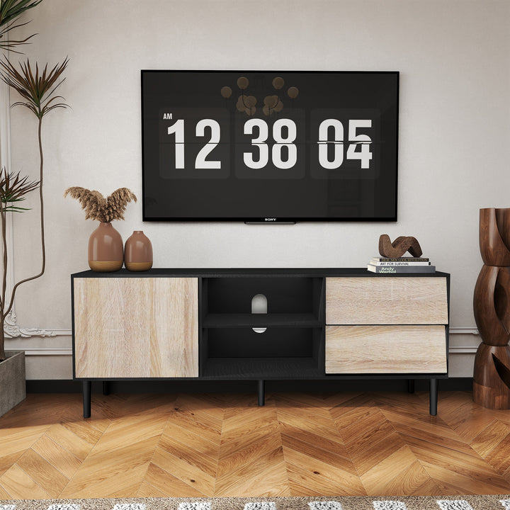 HLR® 75" Mid Century Modern TV Stand – Storage Console with Drawers – Entertainment Center for Living Room