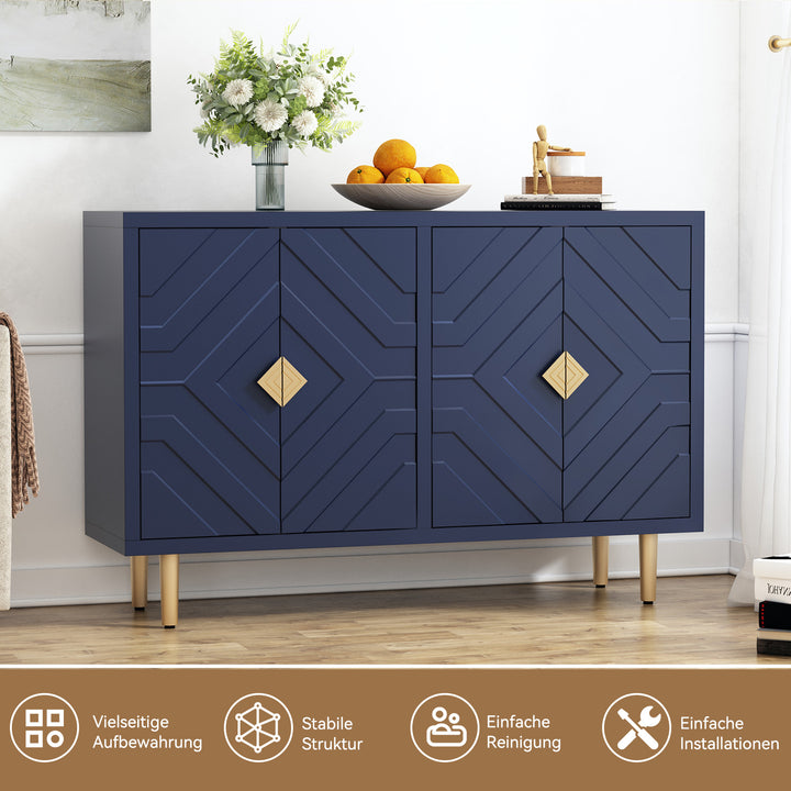 HLR® Modern Accent Cabinet – Decorative Embossed Pattern Doors Sideboard Buffet Credenza with Storage – Stylish Storage for Living Room & Dining