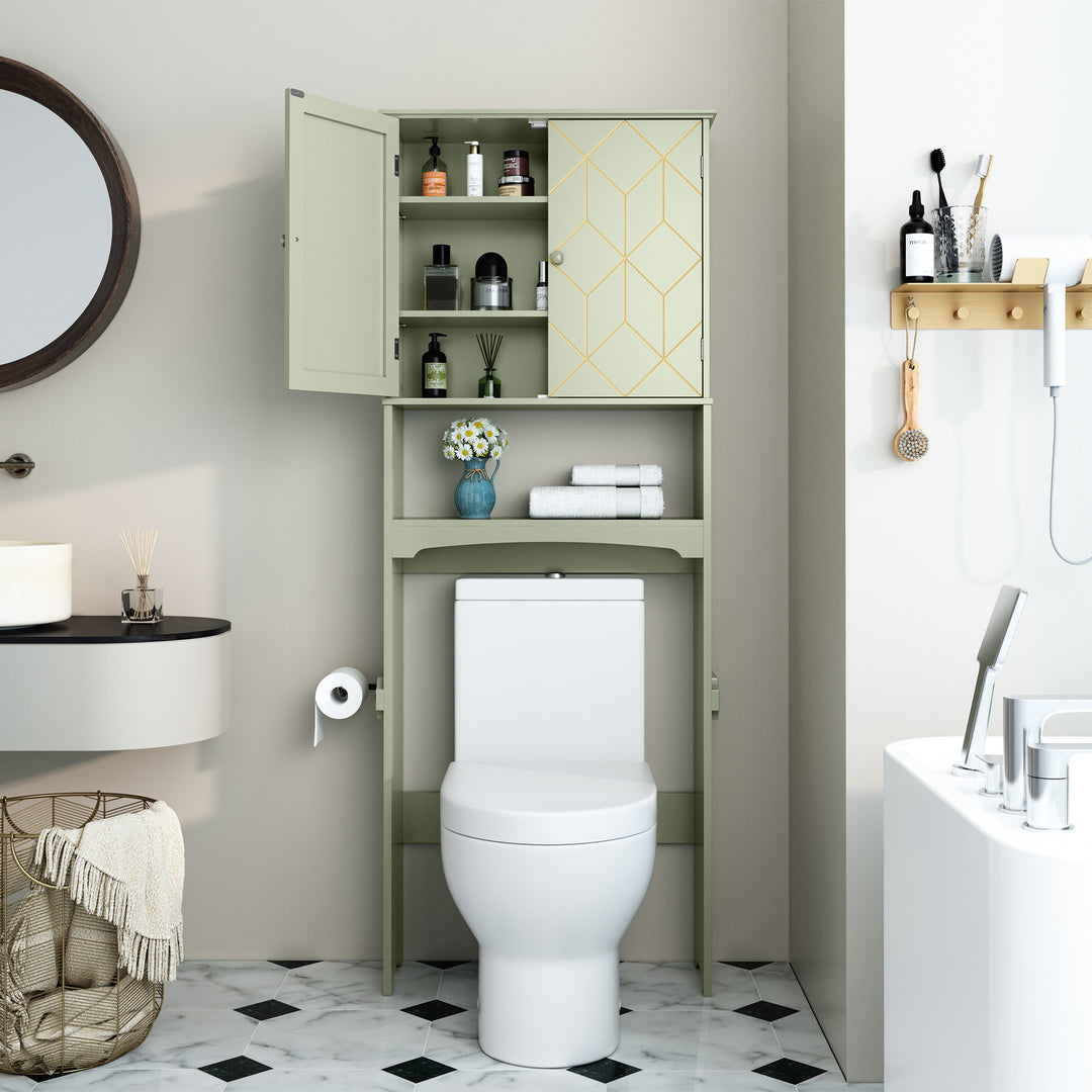 HLR® Space-Saving Over-The-Toilet Storage Cabinet with Doors & Adjustable Shelves – Fits Most Standard Toilets for Bathroom Organization