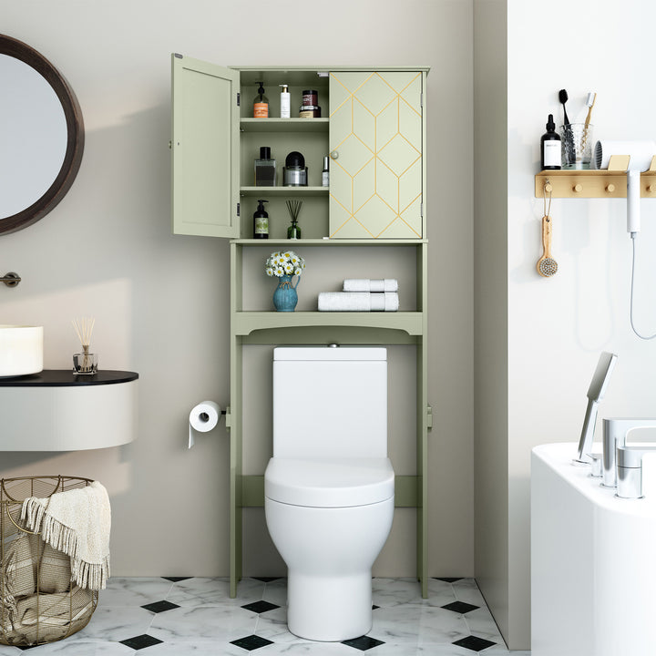 HLR® Space-Saving Over-The-Toilet Storage Cabinet with Doors & Adjustable Shelves – Fits Most Standard Toilets for Bathroom Organization