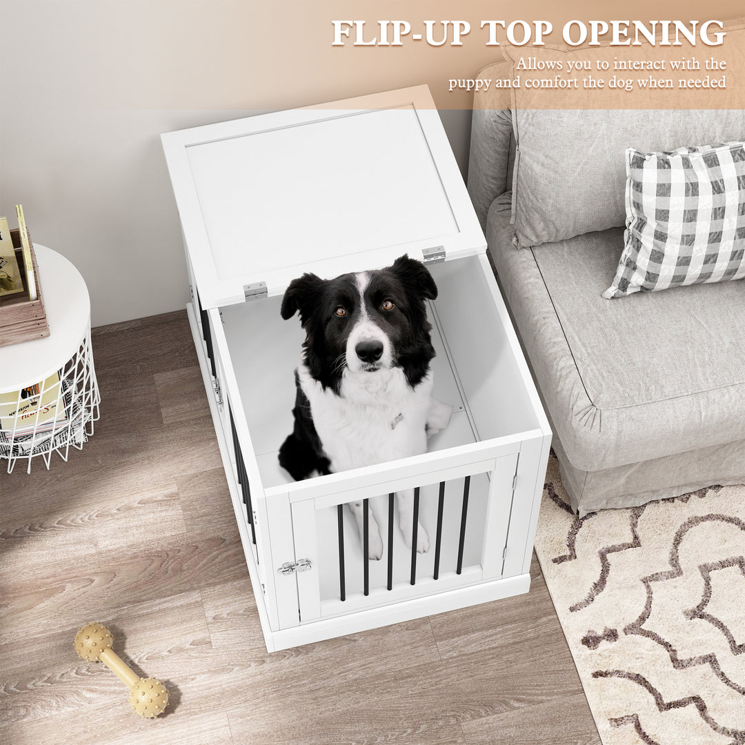 HLR® Furniture-Style Decorative Dog Crate for Small & Medium Dogs with Cushion Flip-top Plate and Chew-Proof Metal Bars