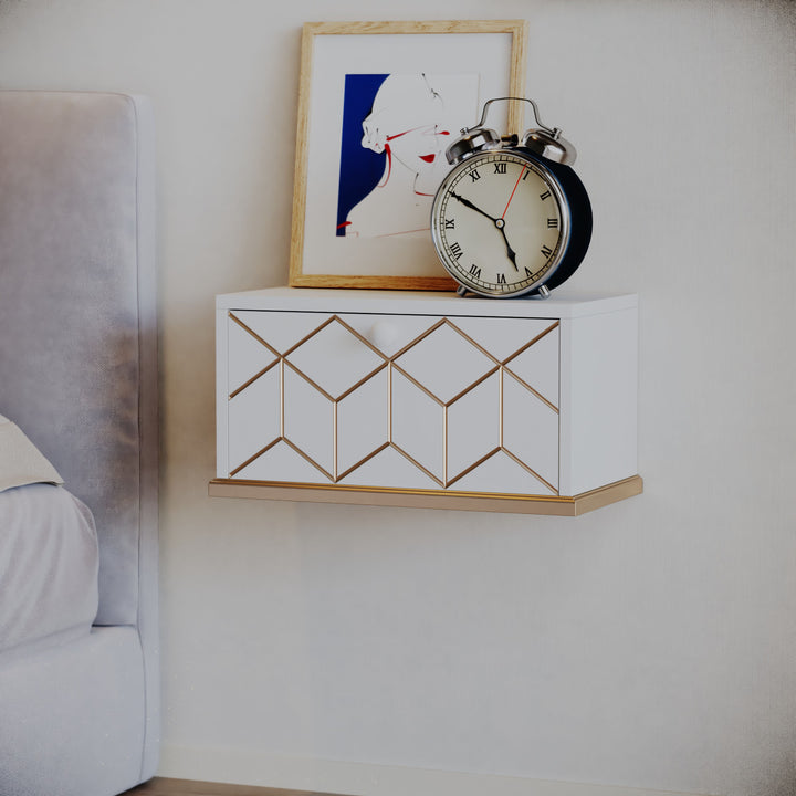 HLR® Small Floating Nightstand Wall Mounted – Removable Door, Easy to Install & Space-Saving for Small Bedrooms, Bathrooms