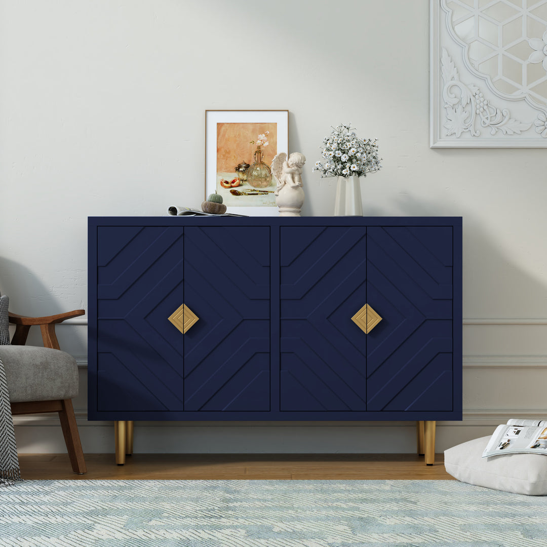 HLR® Modern Accent Cabinet – Decorative Embossed Pattern Doors Sideboard Buffet Credenza with Storage – Stylish Storage for Living Room & Dining