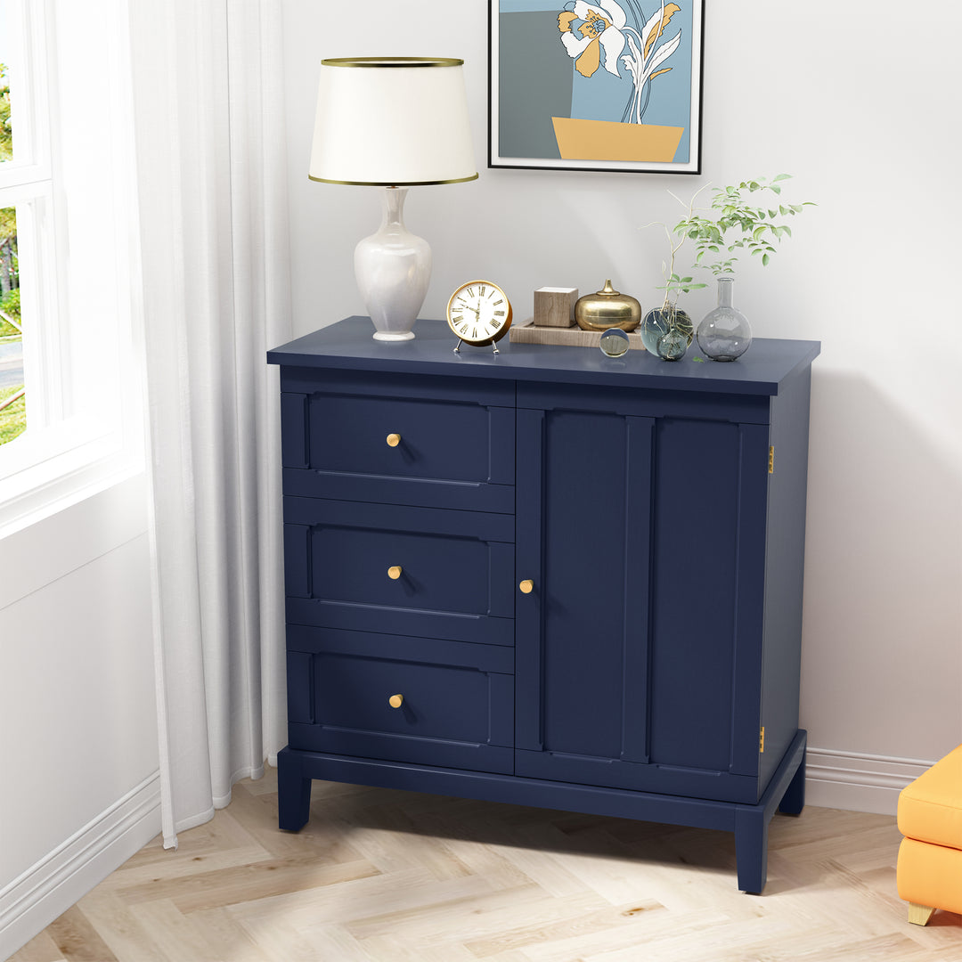 HLR® Wooden Accent Sideboard Cabinet – 3-Drawer Storage, Door & Shelves – Stylish Organization for Living Room & Entryway
