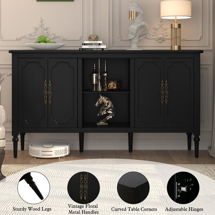 HLR® 67'' Modern Farmhouse TV Stand with Wood Center for 75'' TVs Storage and Cable Management for Living Room