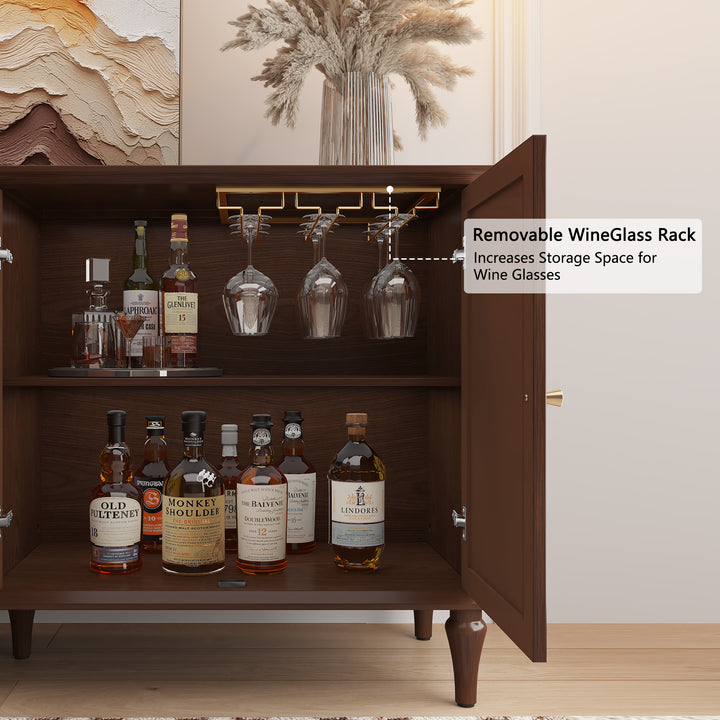 HLR® Mid Century 58'' Wooden Sideboard Buffet Cabinet – 4-Door Storage for Living, Dining & Bedroom