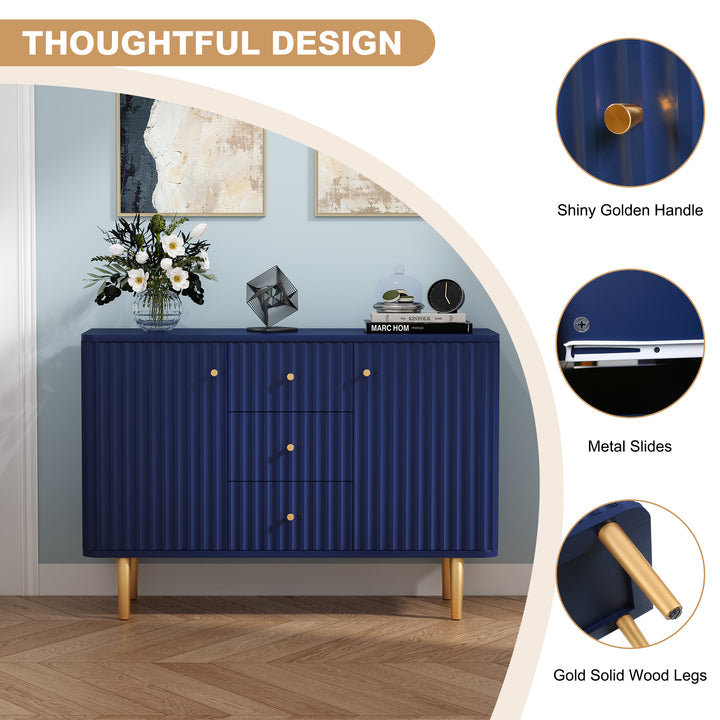 HLR® Modern Fluted Accent Sideboard Buffet with Drawers & Storage Cabinet – Stylish Organizer for Entryway, Kitchen & Living Room