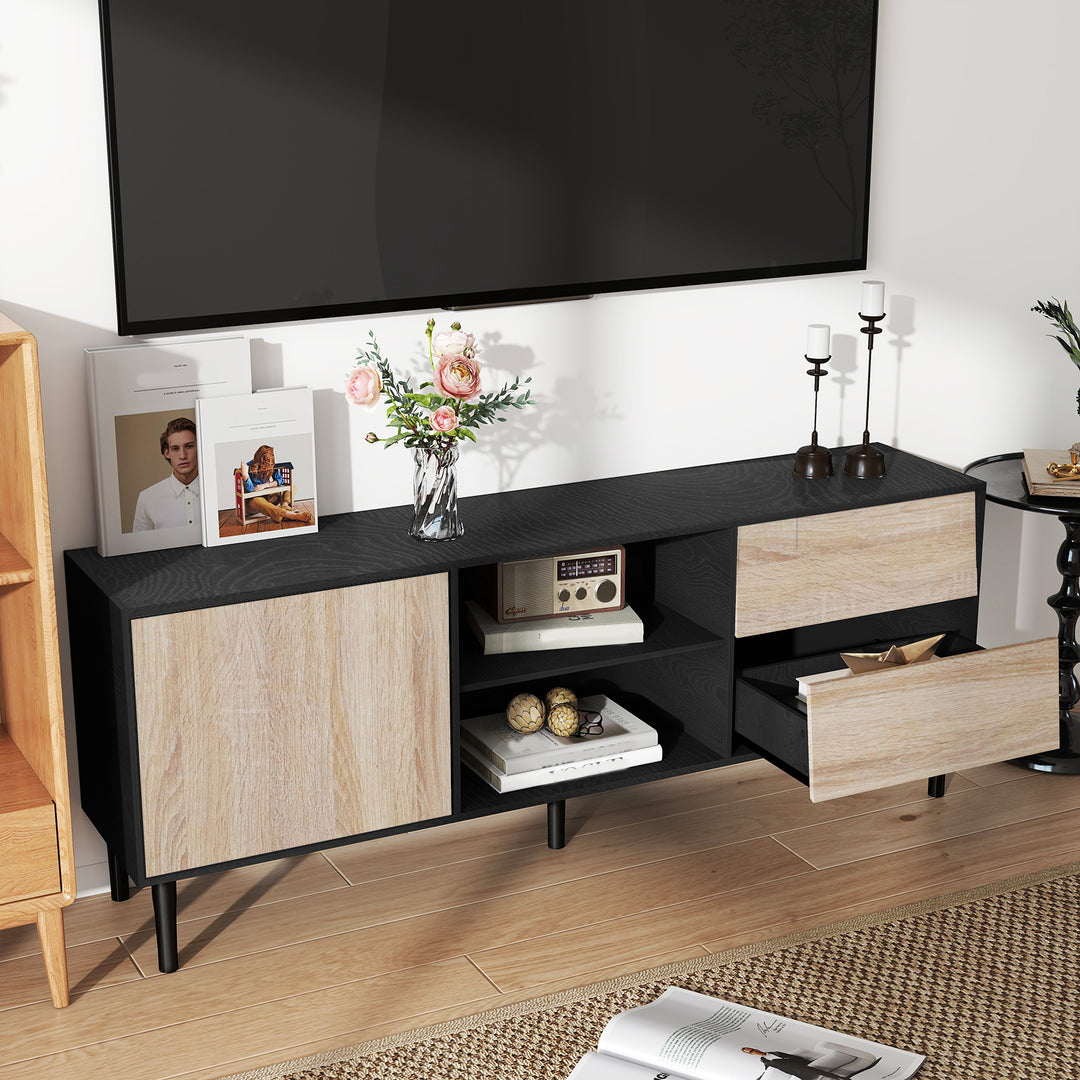 HLR® 75" Mid Century Modern TV Stand – Storage Console with Drawers – Entertainment Center for Living Room