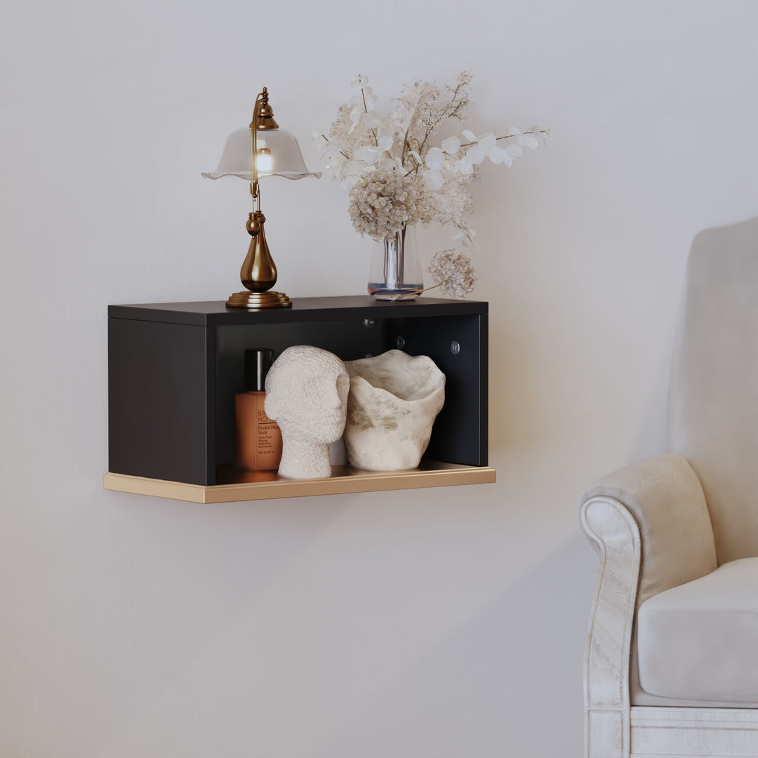 HLR® Small Floating Nightstand Wall Mounted – Removable Door, Easy to Install & Space-Saving for Small Bedrooms, Bathrooms