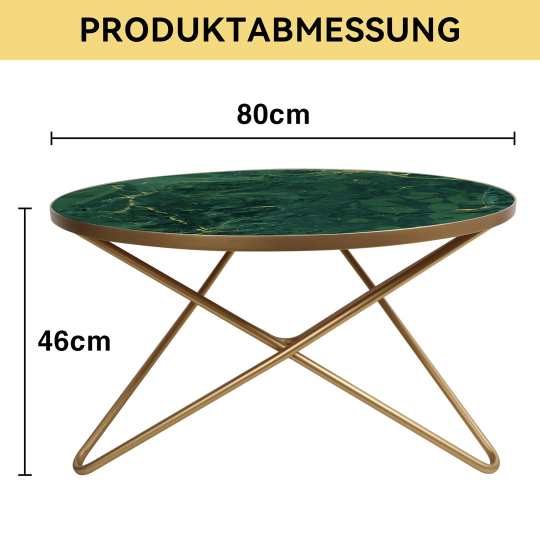 HLR® Modern Round Coffee Table – Sleek Green Faux Marble Top – Stylish Centerpiece for Living Room & Office
