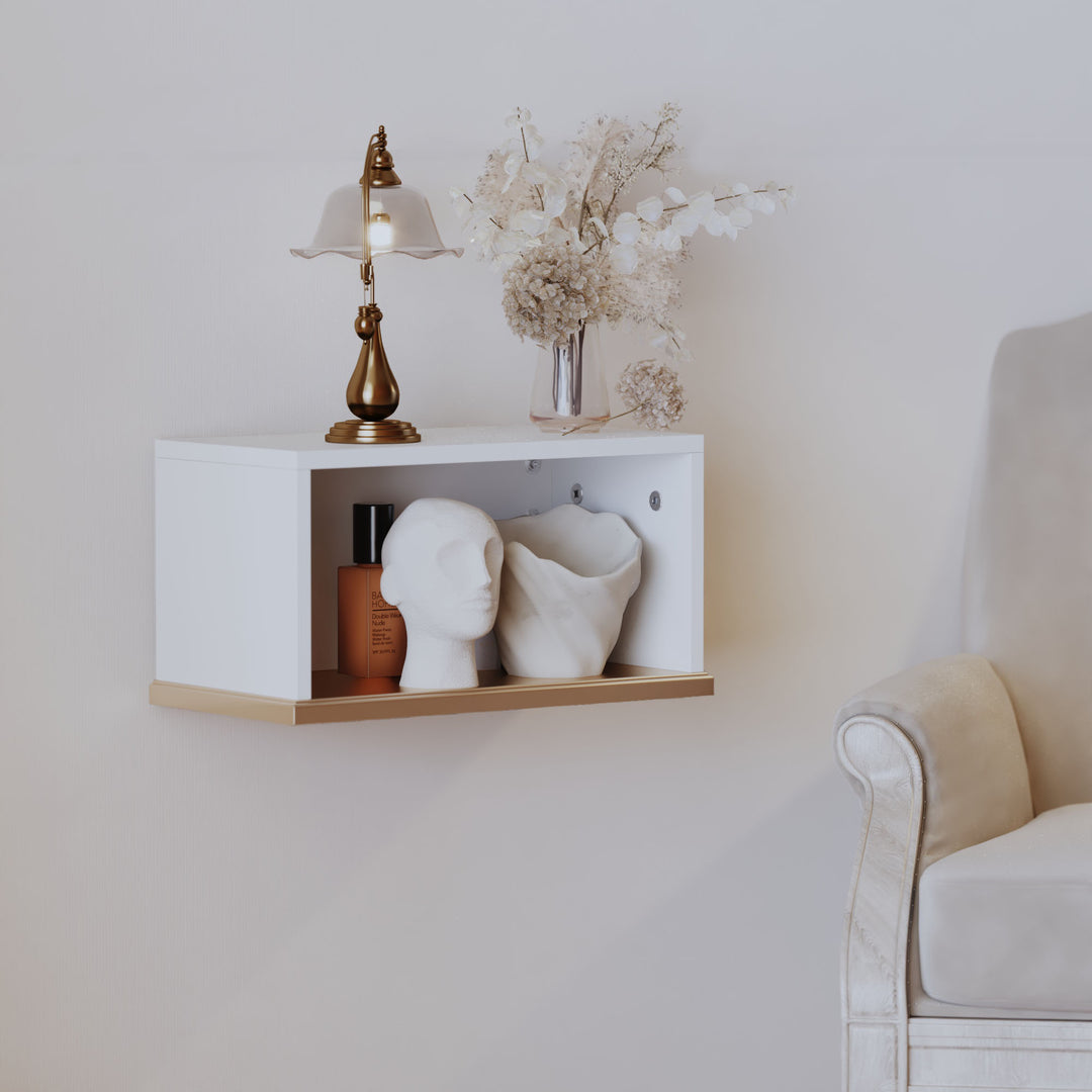 HLR® Small Floating Nightstand Wall Mounted – Removable Door, Easy to Install & Space-Saving for Small Bedrooms, Bathrooms