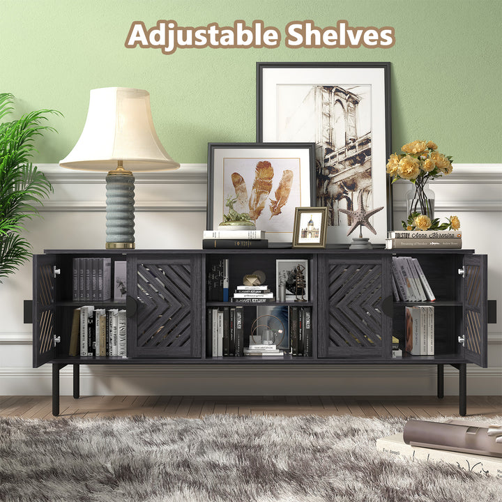 HLR® Modern Wood TV Stand with 2-Tier Shelves & Storage – Stylish Centerpiece for Living Room