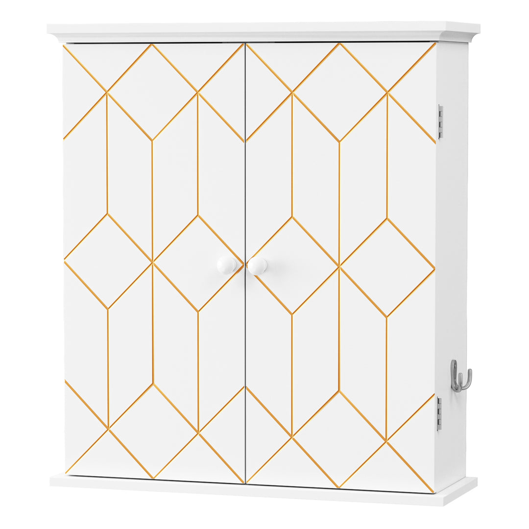 HLR® Gold Trim Wall-Mounted Bathroom Cabinet with Adjustable Shelves Space-Saving Storage for Bathroom