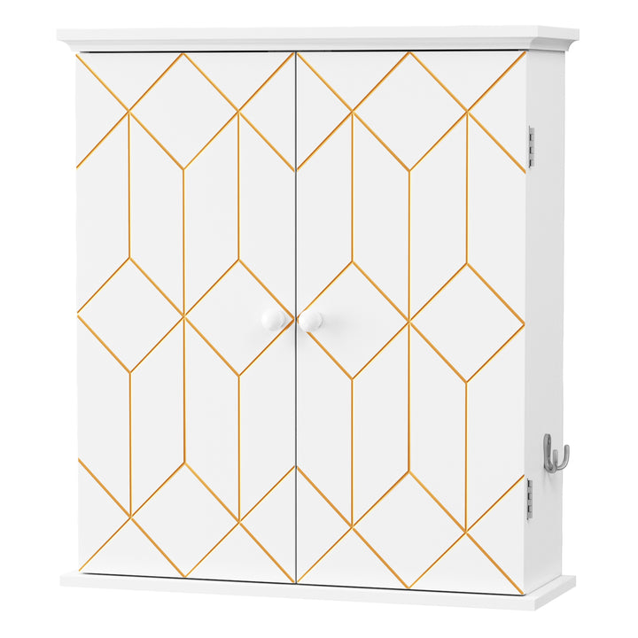 HLR® Gold Trim Wall-Mounted Bathroom Cabinet with Adjustable Shelves Space-Saving Storage for Bathroom