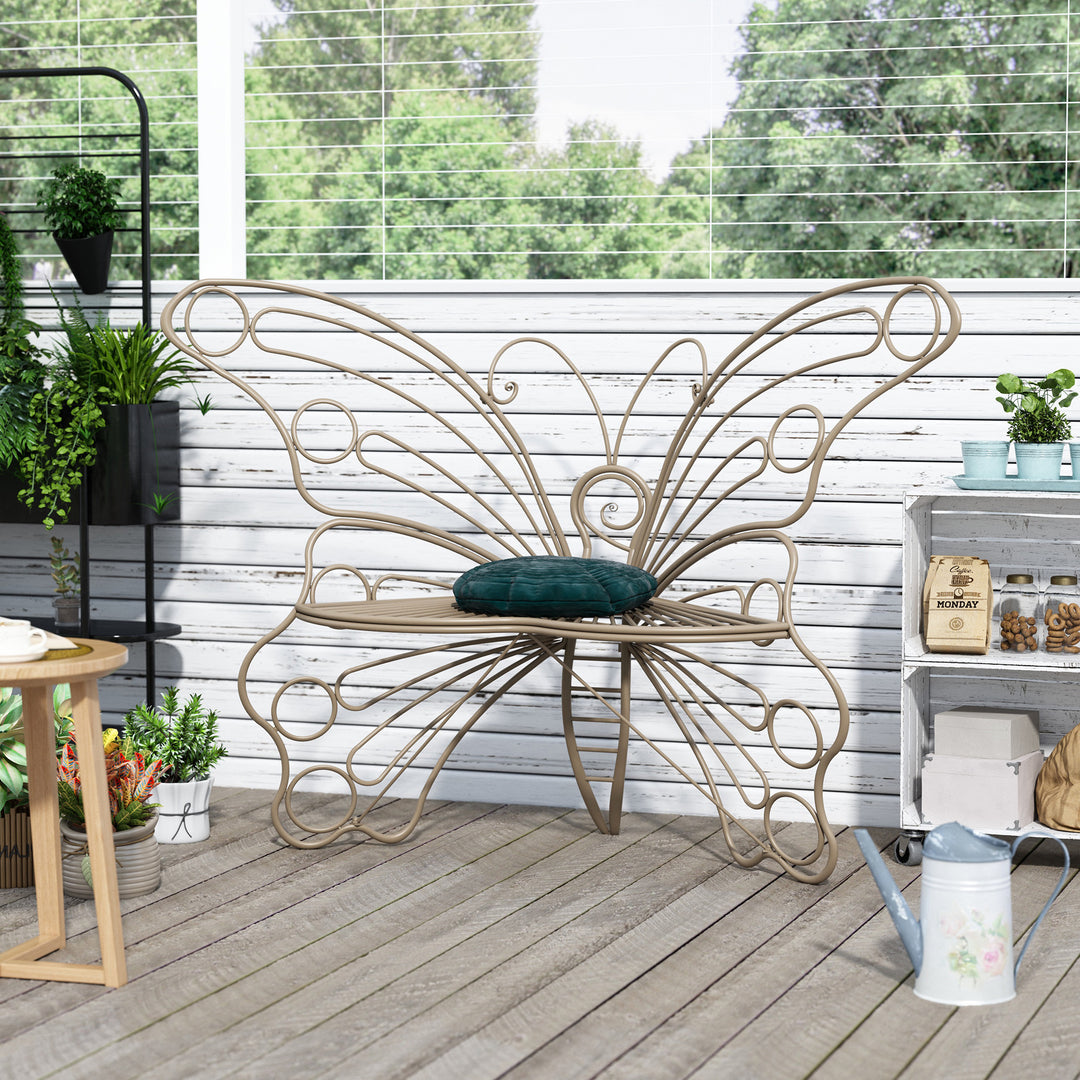 50" Butterfly-Design Cast Iron Outdoor Bench – Heavy-Duty Weatherproof Patio Seat with Rust-Resistant Finish (Garden & Yard)