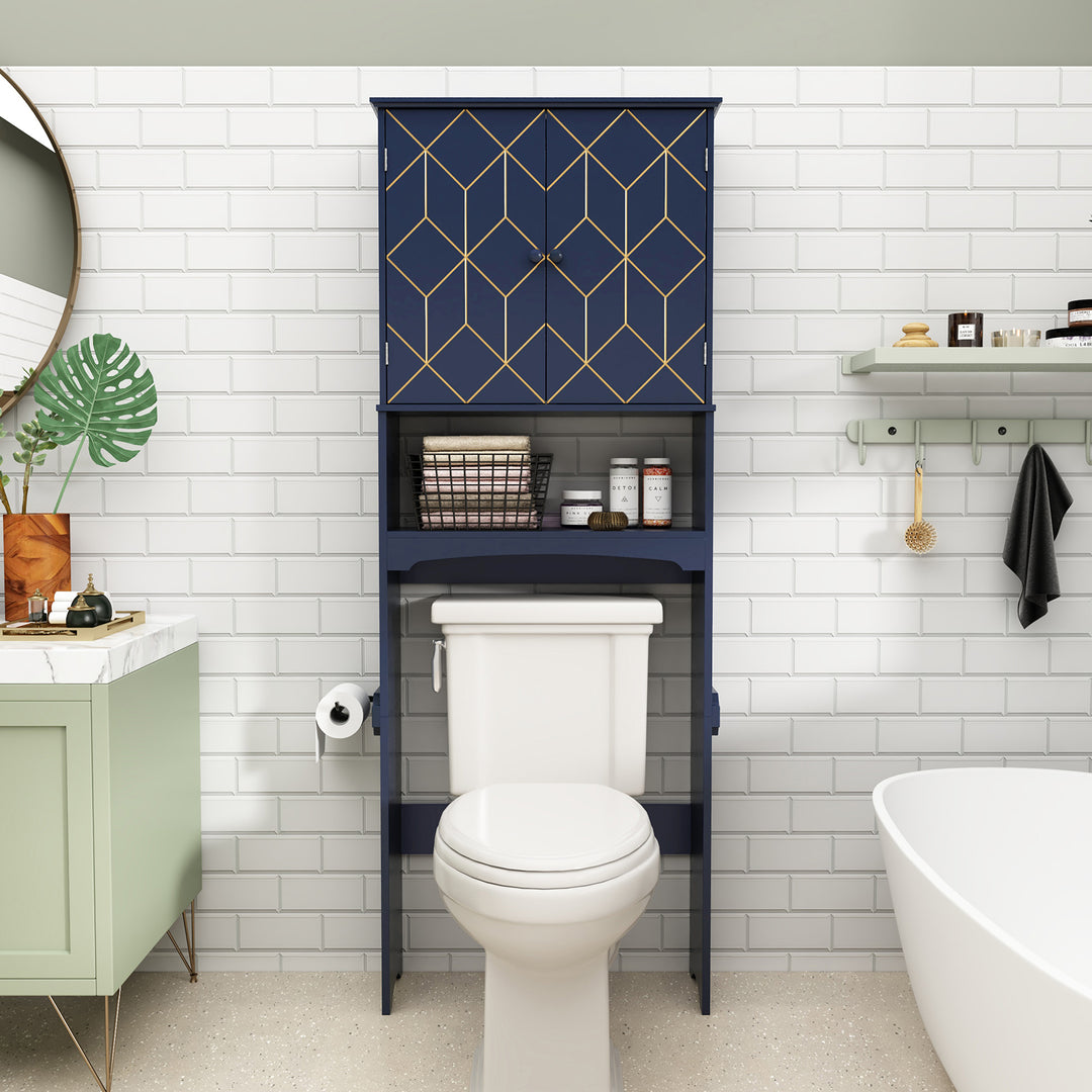 HLR® Space-Saving Over-The-Toilet Storage Cabinet with Doors & Adjustable Shelves – Fits Most Standard Toilets for Bathroom Organization