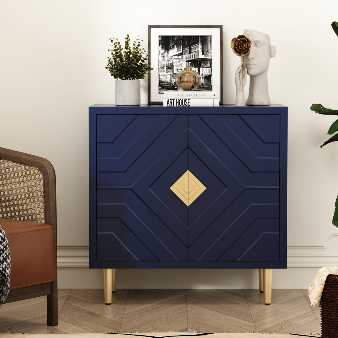 HLR® Modern Accent Cabinet – Decorative Embossed Pattern Doors Sideboard Buffet with Storage – Stylish Storage for Living Room & Dining