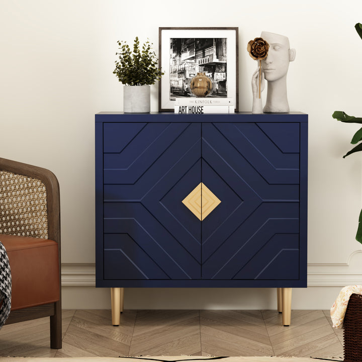 HLR® Modern Accent Cabinet – Decorative Embossed Pattern Doors Sideboard Buffet with Storage – Stylish Storage for Living Room & Dining
